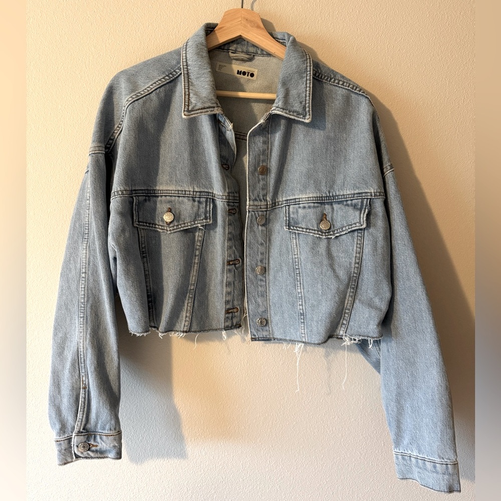 Topshop Cropped Jean Jacket size 10